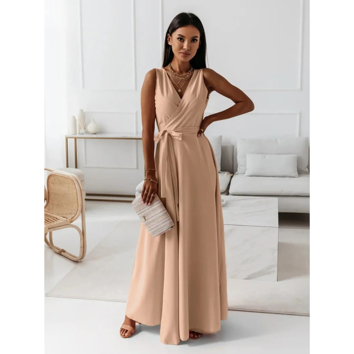 Festliches, langes Damen Partykleid als Maxikleid; elegantes Herbstkleid, perfekt für Hochzeitsgäste.