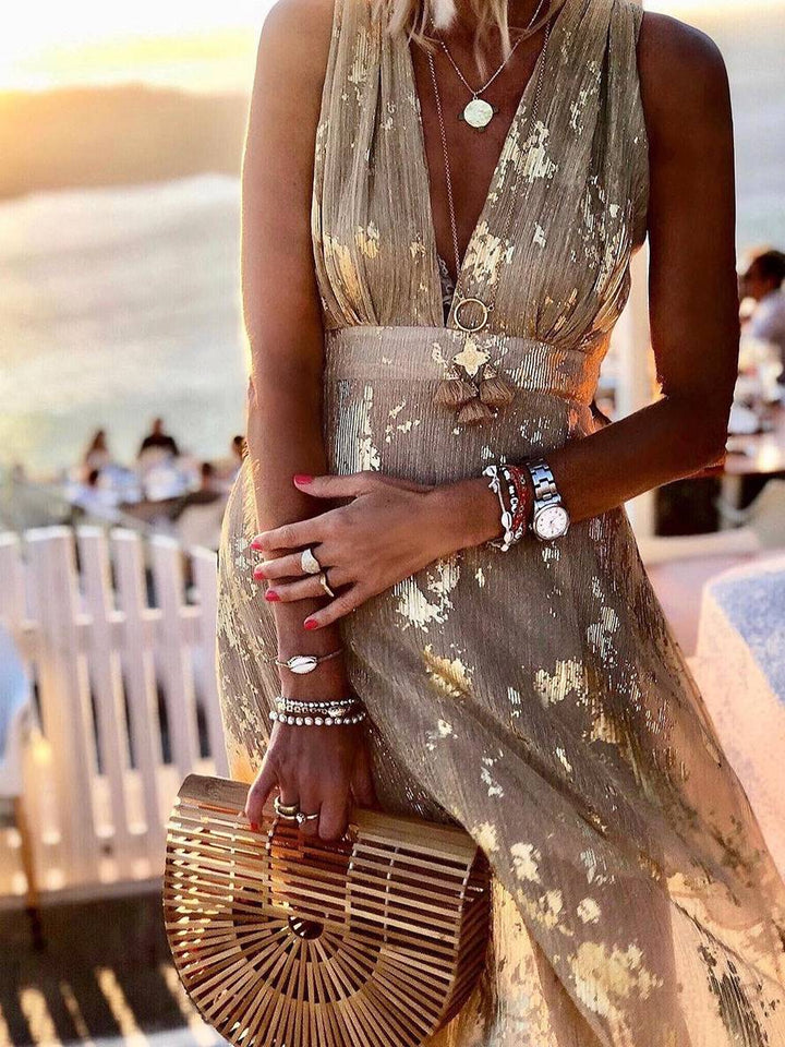 Elegantes festliches Pailletten Maxikleid für Damen, glamouröses Abendkleid für Hochzeitsgäste & Partys.