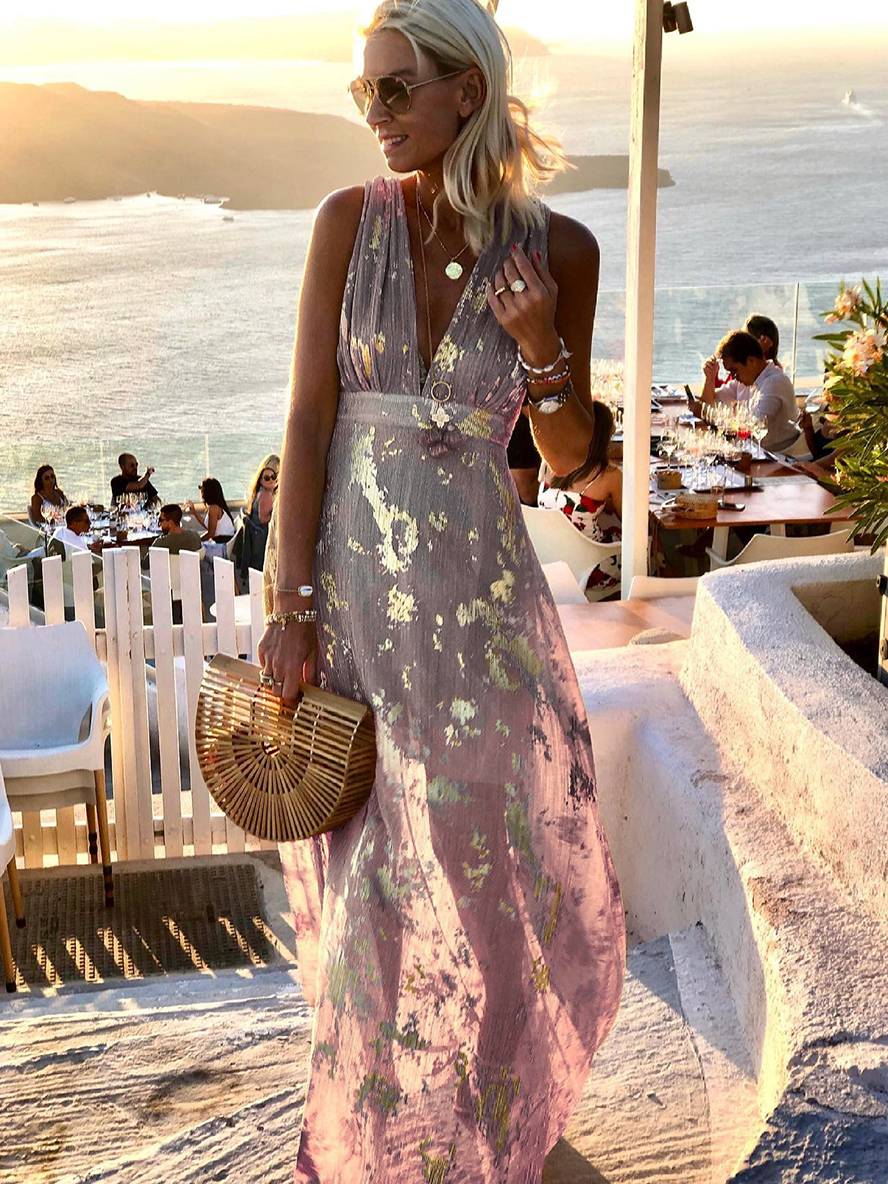 Maxikleid mit Pailletten für Damen, glamouröses ärmelloses Abendkleid, V-Ausschnitt, für Hochzeitsgäste.
