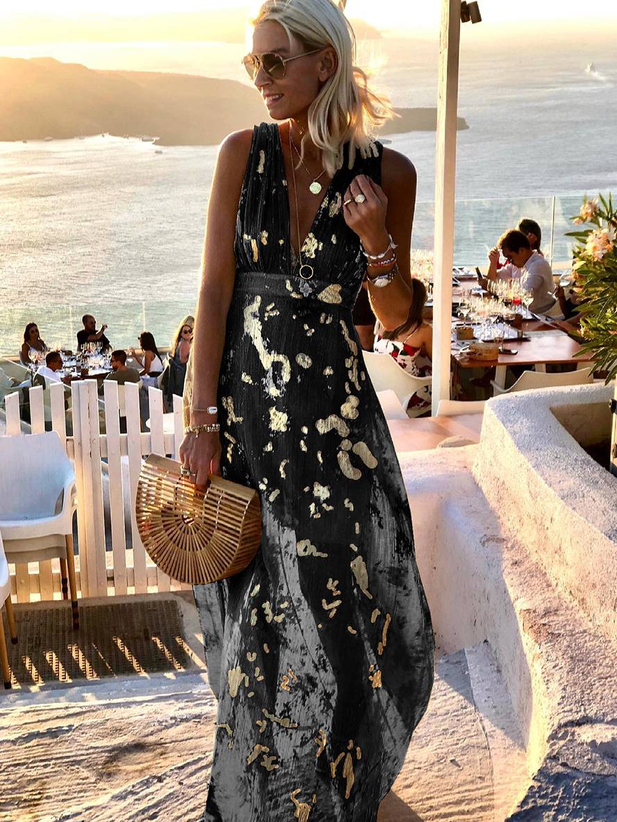 Stilvolles Pailletten Maxikleid für Damen, glamouröses Abendkleid als Hochzeitsgast oder Partykleid.