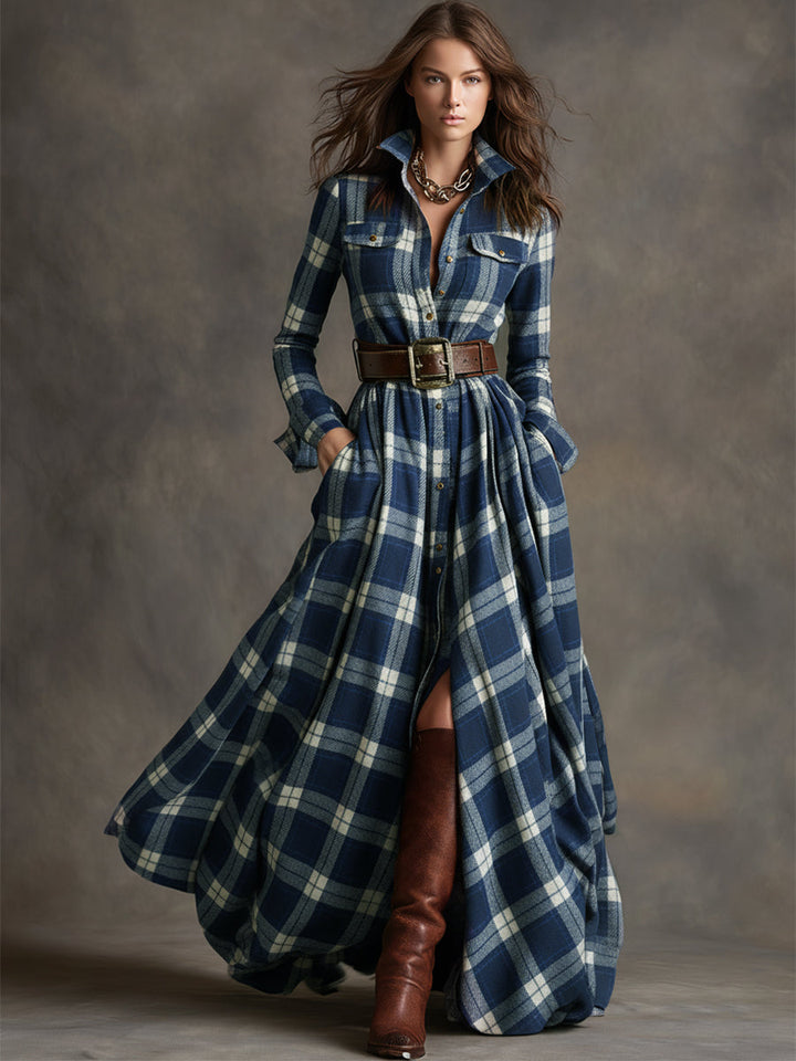 Schickes Herbst Midikleid für Damen, mit Gürtel, passend für Büro oder Freizeit.