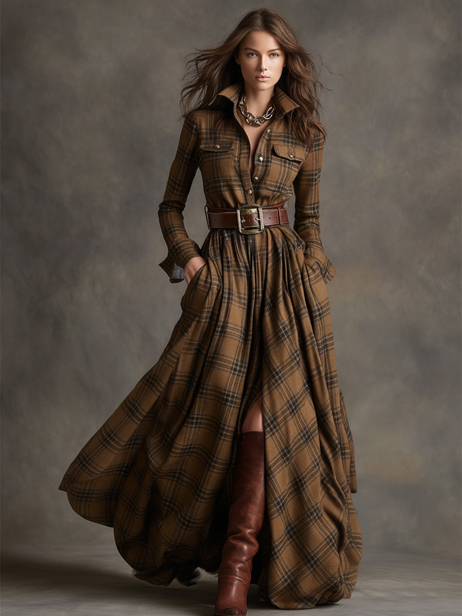 Figurbetontes Damen Gürtelkleid, elegantes Langarm Midikleid für Herbstmode und Anlässe.