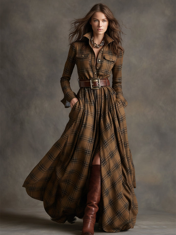 Figurbetontes Damen Gürtelkleid, elegantes Langarm Midikleid für Herbstmode und Anlässe.