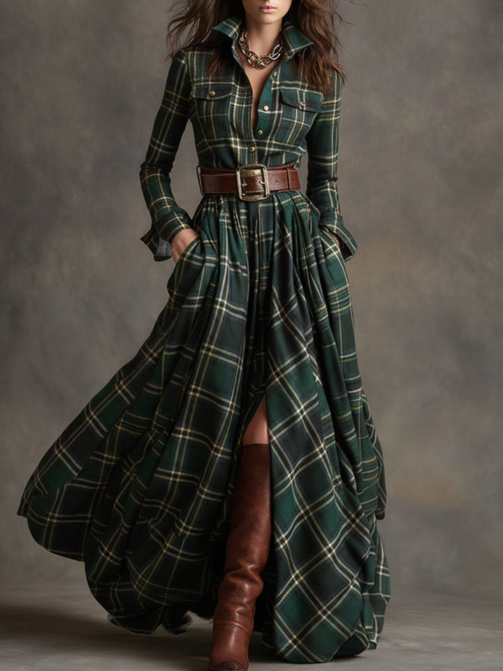 Elegantes Damen Businesskleid mit Langarm und Taillengürtel, perfekt für Büro & Anlässe.
