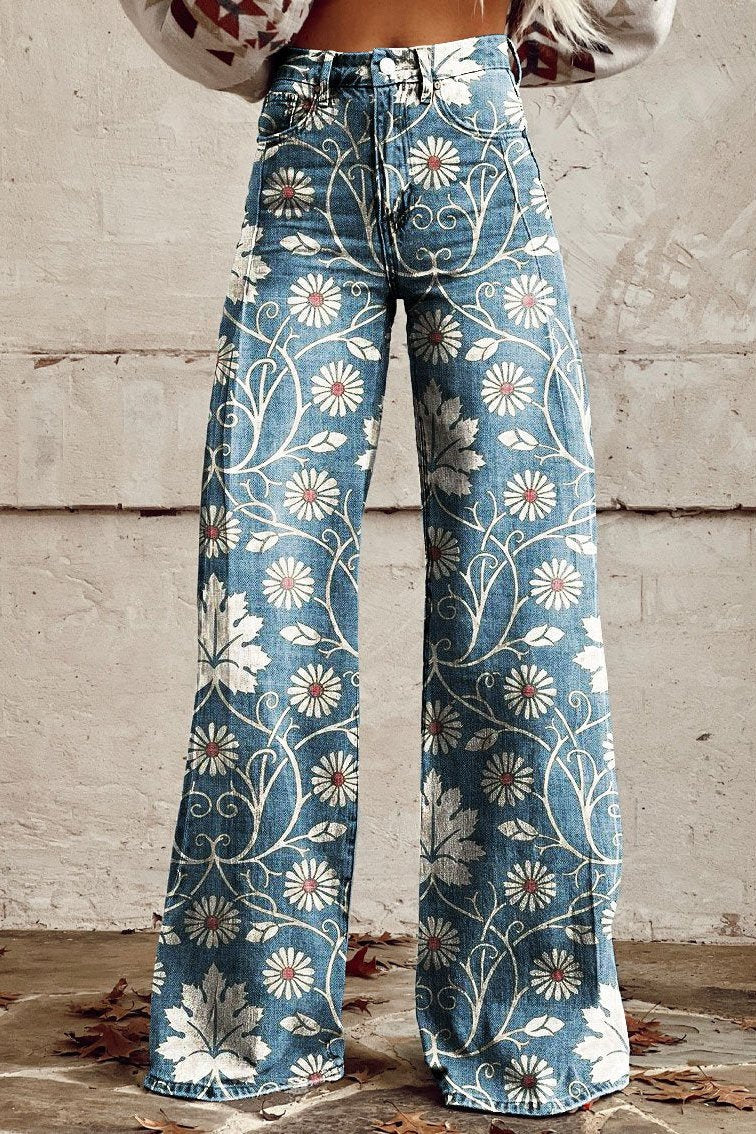 Damen High-Waist Jeans im Boho-Vintage-Stil, bequem & figurfreundlich. Ideal für Freizeitmode und Sommer.