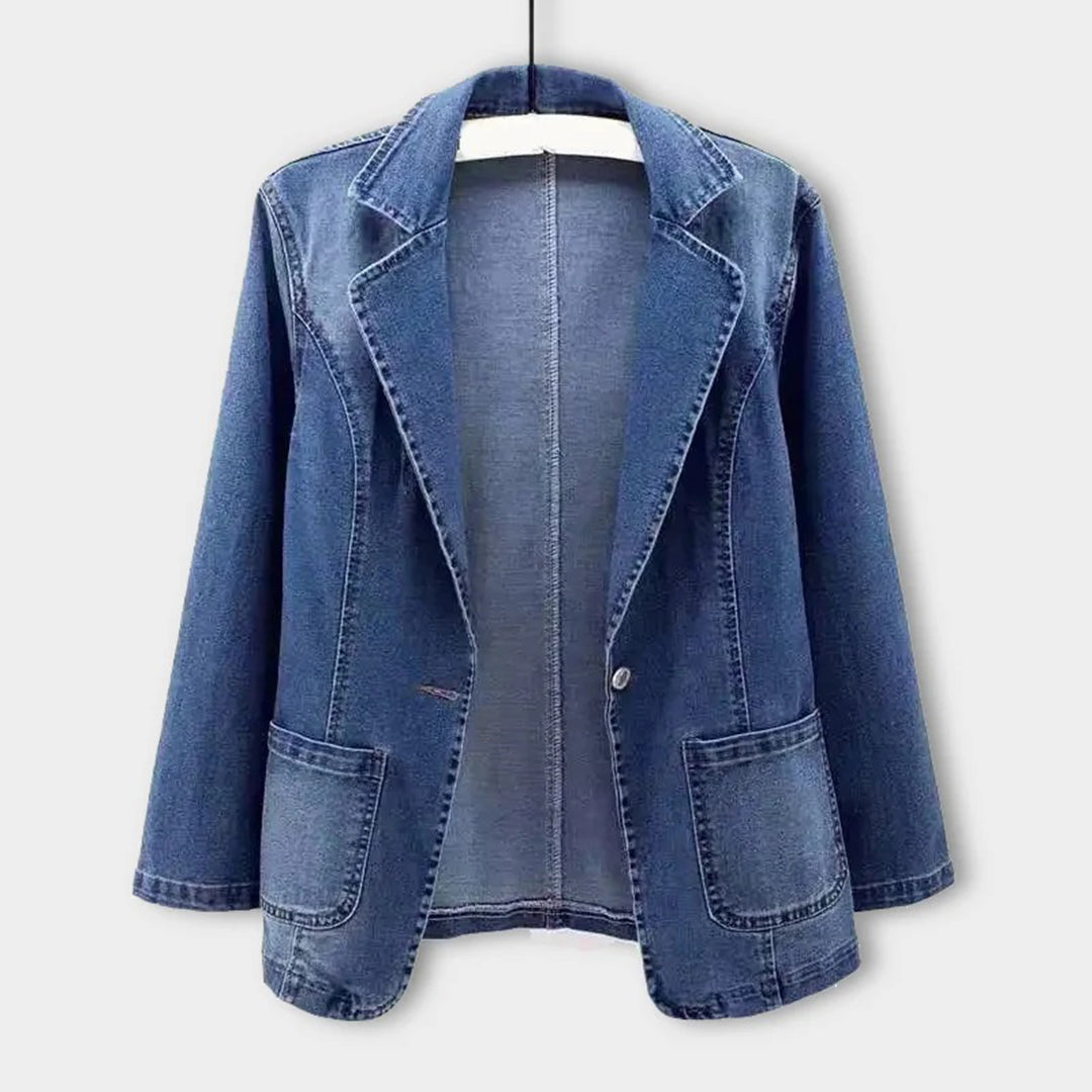 Damen Jeansblazer Nora: Elegant & lässig, ideal für Frühling und Alltag.