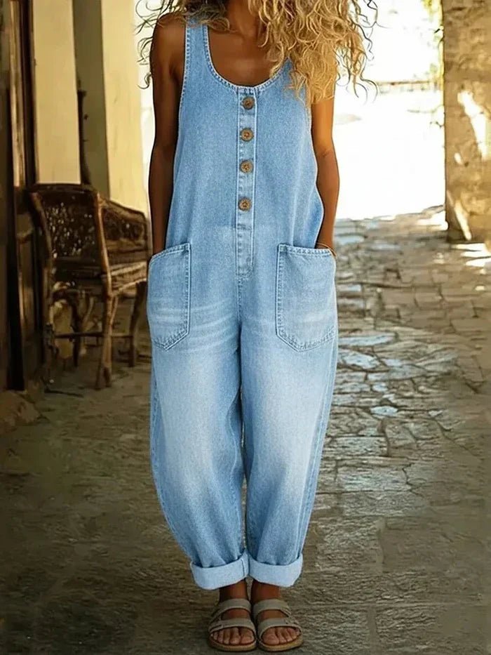Eleganter Damen Boho Jumpsuit für Sommer & Frühling, lässiger Freizeit-Overall mit weitem Bein für hohen Komfort.