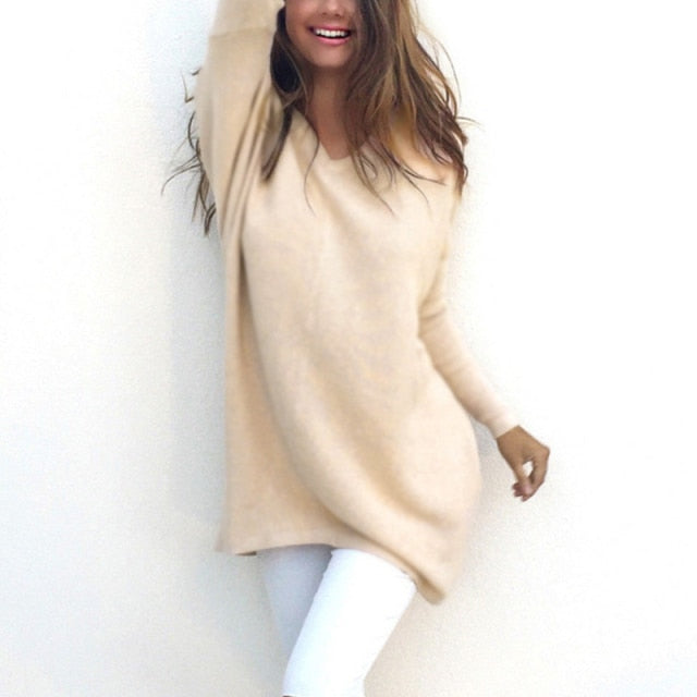 Damen V-Ausschnitt Strickpullover für elegante Alltagslooks, langärmlig und komfortabel.