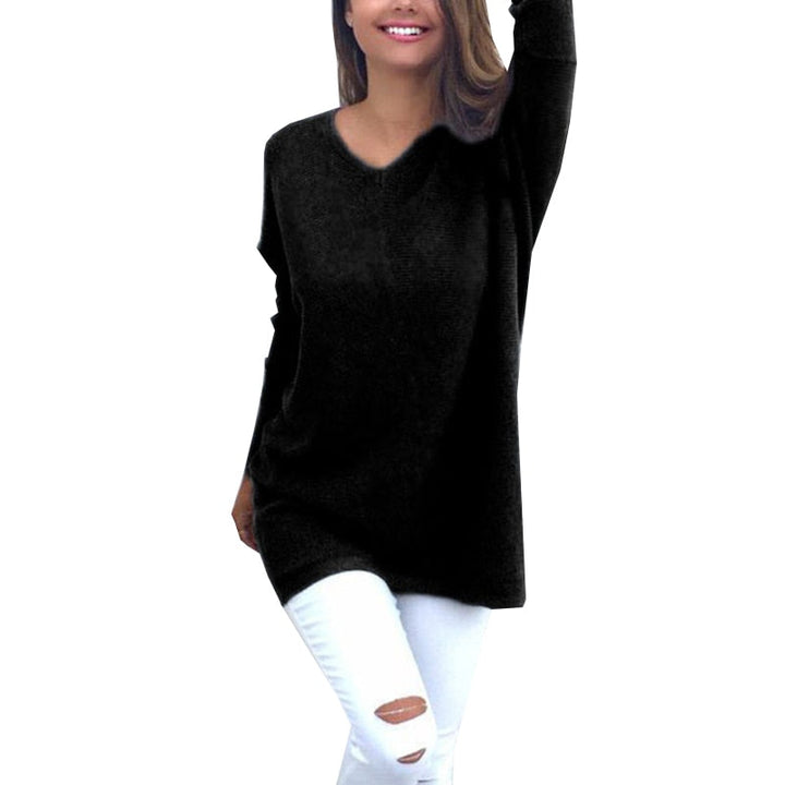 Eleganter Damen V-Ausschnitt Pullover in dezentem Farbton. Perfekter Sitz für Alltag & Büro, langärmlig.