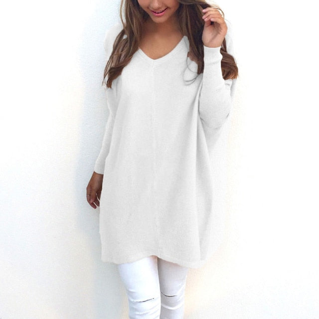 Komfortabler Damen V-Ausschnitt Langarm-Pullover. Perfektes Strick-Oberteil für Freizeit oder elegante Anlässe.