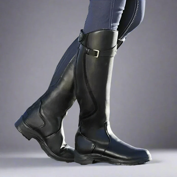 Komfortable Damen Reitstiefel, kniehoch, mit Reißverschluss & rutschfester Sohle, ideal für Herbst.