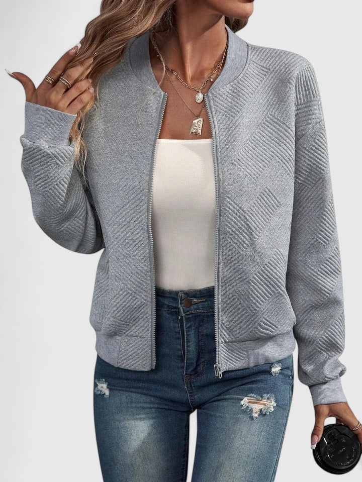 Damen Bomberjacke in trendigem Design, vielseitig als Übergangsjacke für Herbstmode. Leichte Freizeitjacke.