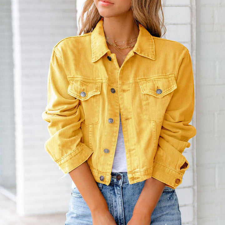 Moderne Damen Übergangsjacke, kurz und bequem. Perfekt als Freizeitjacke für Frühling und Herbst.