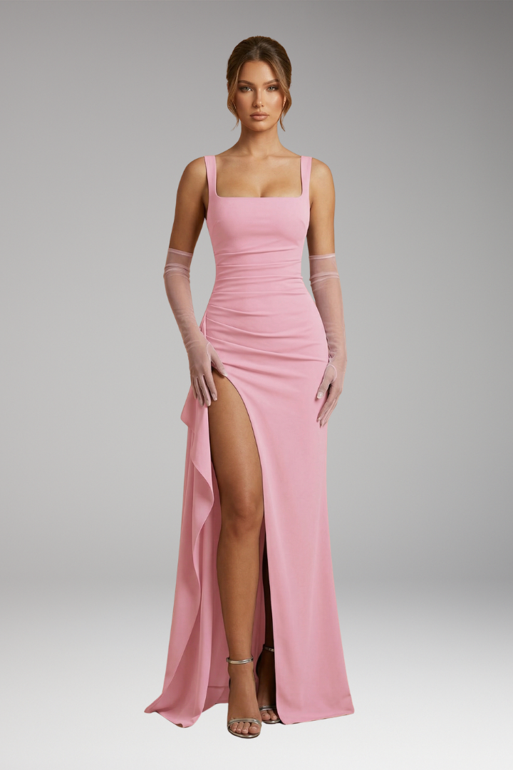 Langes, festliches Damenkleid Abendkleid mit offenem Rücken, perfekt für Gala & spezielle Abende.