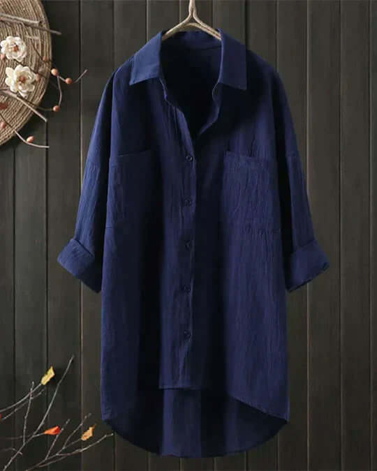 Elegante Damenbluse mit langen Ärmeln und lockerer Passform. Vielseitiges Oberteil für Business & Freizeit.