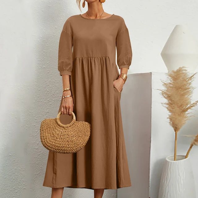 Vielseitiges unifarbenes Damen Maxikleid, elegant, ein Must-have Sommerkleid für jede Damengarderobe.