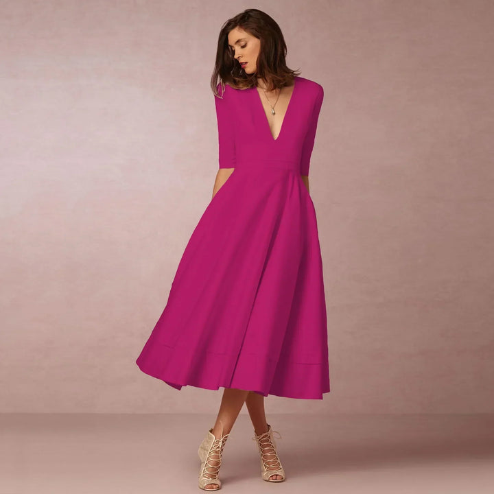 Bequemes Damen Midikleid für den Alltag, fließend & luftig. Ideal als vielseitiges Freizeit- oder Sommerkleid.