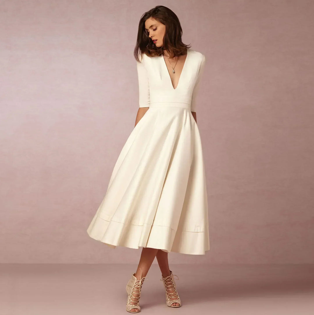 Damen Midikleid in A-Linie, luftig & fließend. Perfekt als elegantes Sommer- & Freizeitkleid, bequem und modisch.
