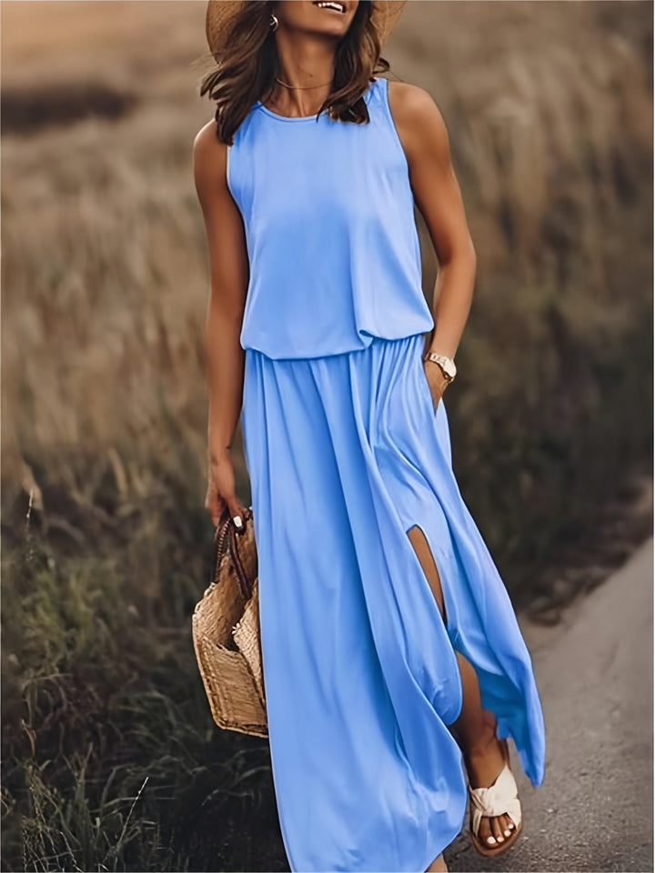 Fließendes Boho Maxikleid für Damen, lange Ärmel, herbstliche Farben, ideal für Freizeit & Eleganz.