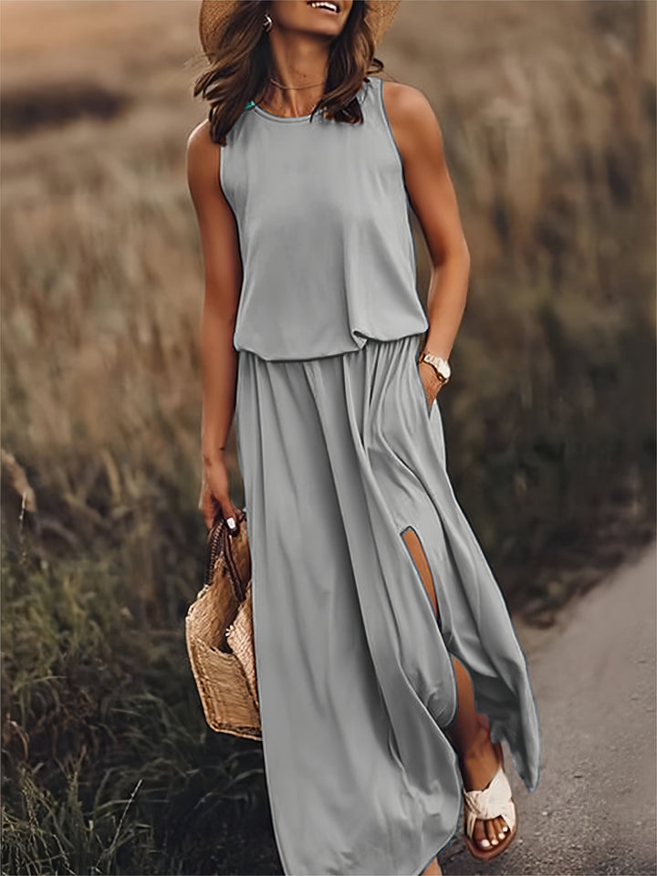 Damen Boho Maxikleid, fließend und lang, perfekte Herbstmode für einen eleganten & bequemen Freizeit-Look.