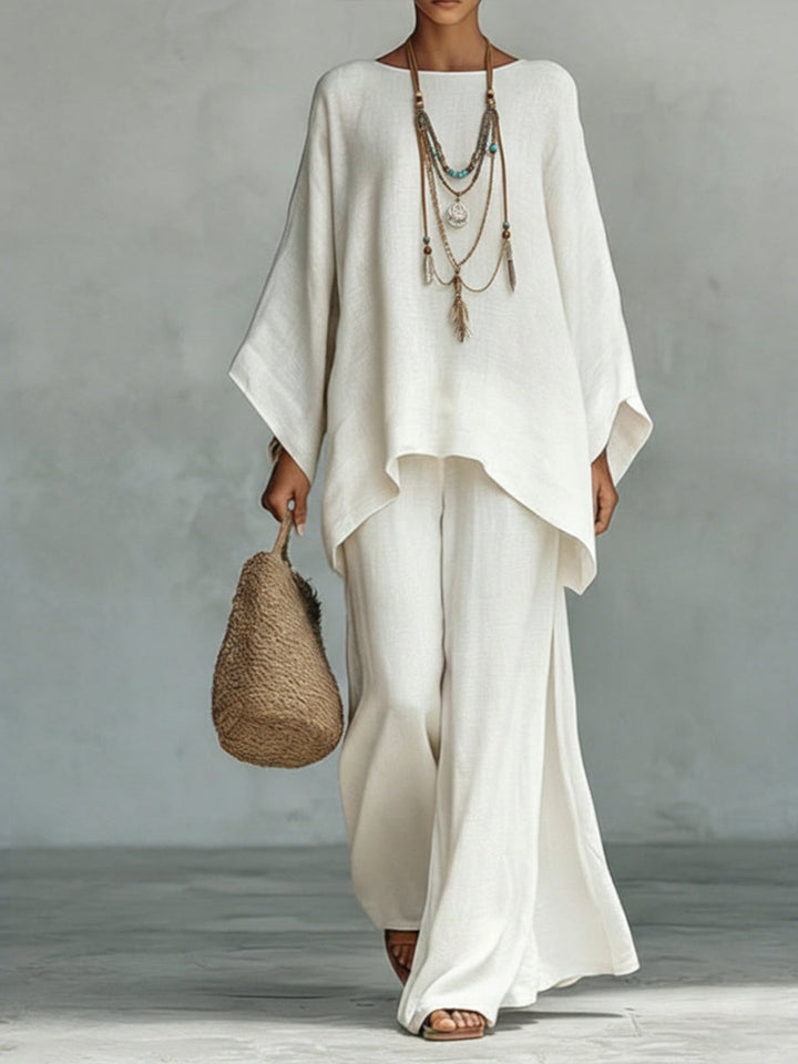 Elegantes & bequemes Damen Sommer Set mit weitem Top und Hose, ideal für warme Tage.