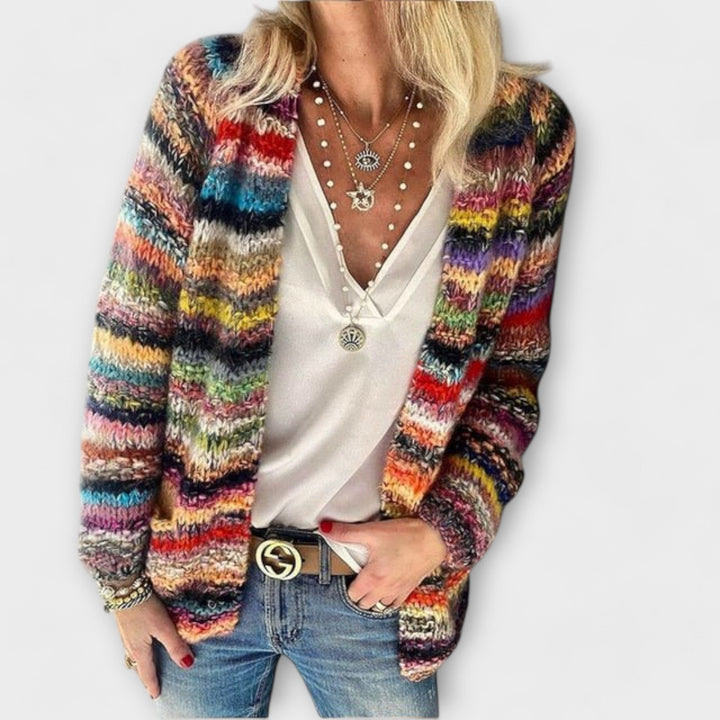 Damen Boho-Strickjacke für den Herbst, langarm, oversized Cardigan aus gemütlichem Strick, ideal für den Lagenlook.