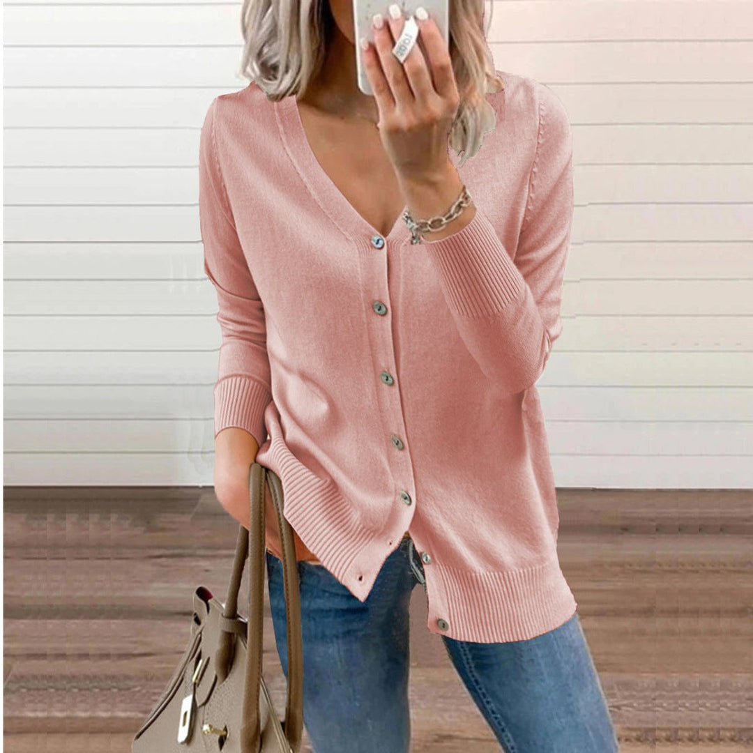 Gemütlicher Damen V-Ausschnitt Cardigan, Langarmstrick, ideal für Wintermode & Komfort.