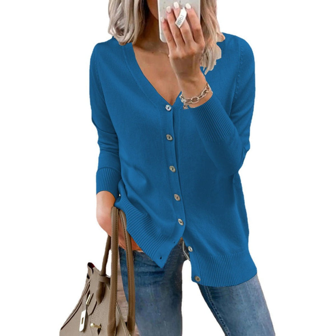 Vielseitige Damen Strickjacke V-Ausschnitt, eleganter Langarm Cardigan für jeden Anlass.