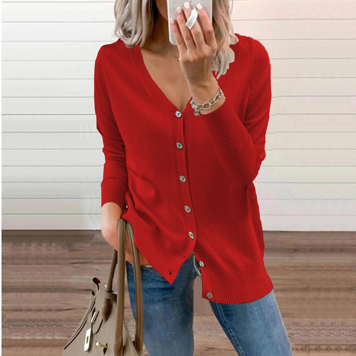 Hochwertige Damen Strickjacke V-Ausschnitt, Langarm Cardigan; vielseitig kombinierbar.