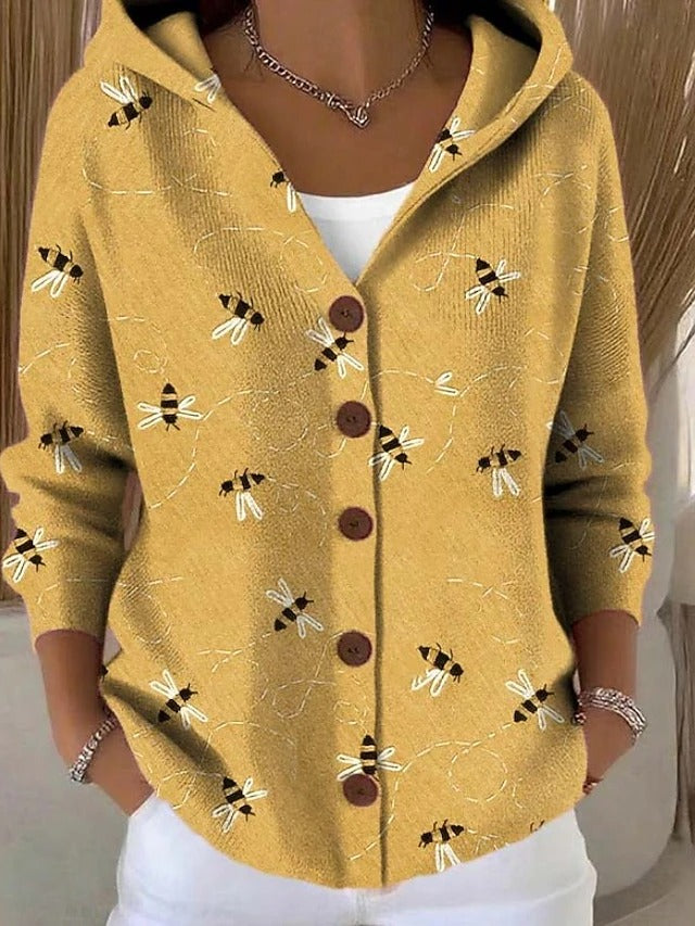 Lila Damen Strickjacke, Oversize Langform. Warmer Strick für stylische Herbst- & Winter-Lagenlooks.
