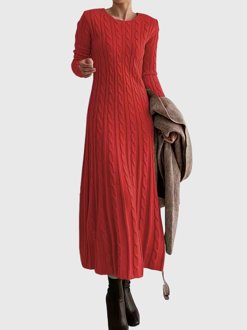 Warmes, elegantes Damen Strickkleid Maxikleid für den Herbst, perfekt als Freizeitkleid.