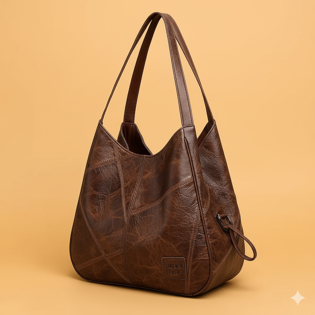Elegante Damen Handtasche in Vintage-Lederoptik mit raffinierter Krokoprägung, ideal als Umhänge-Alltagstasche.