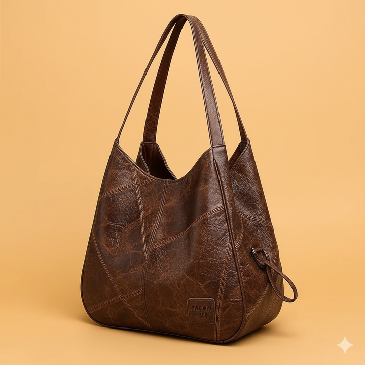 Elegante Damen Handtasche in Vintage-Lederoptik mit raffinierter Krokoprägung, ideal als Umhänge-Alltagstasche.