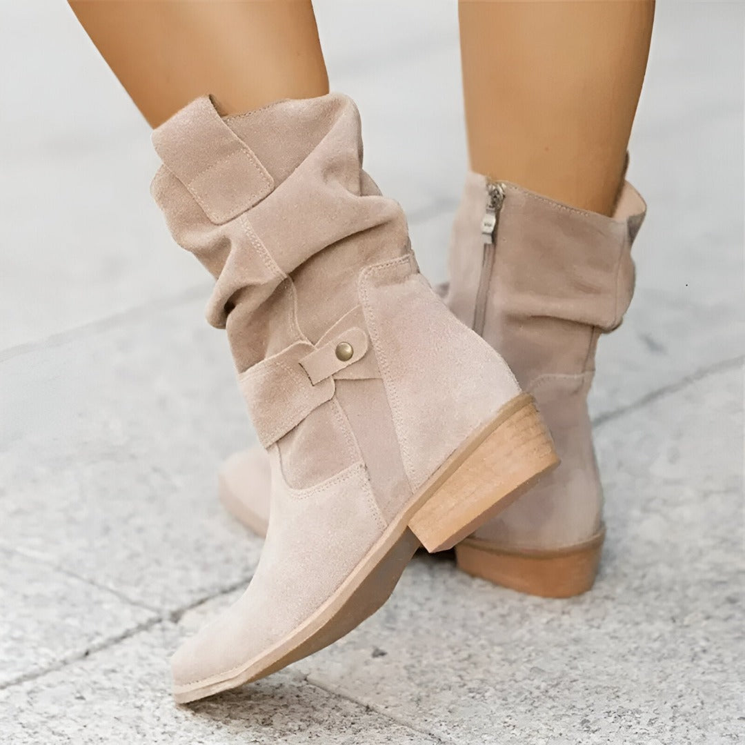 Stilvolle Damen Stiefeletten, elegant und bequem, mit runder Spitze für Herbst-Winter Alltagsmode.