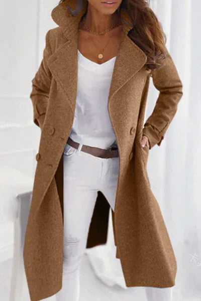 Eleganter Damenmantel in Schwarz, klassisches Design, stilvolle Oberbekleidung für Herbst- und Wintermode.