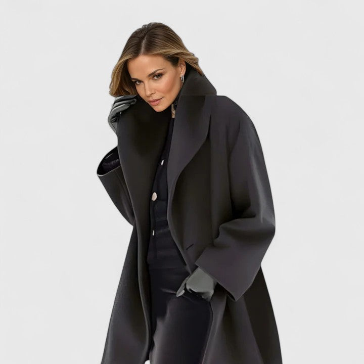 Komfortabler, vielseitiger Damen Wintermantel mit Knopfleiste; perfekt für stylische Herbst- & Winter-Outfits.