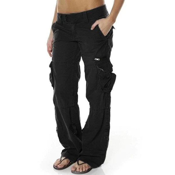 Damen Cargo Hose Nova in Beige, lässig und bequem, perfekt für Streetwear und Freizeit. Ganzjährig tragbar.