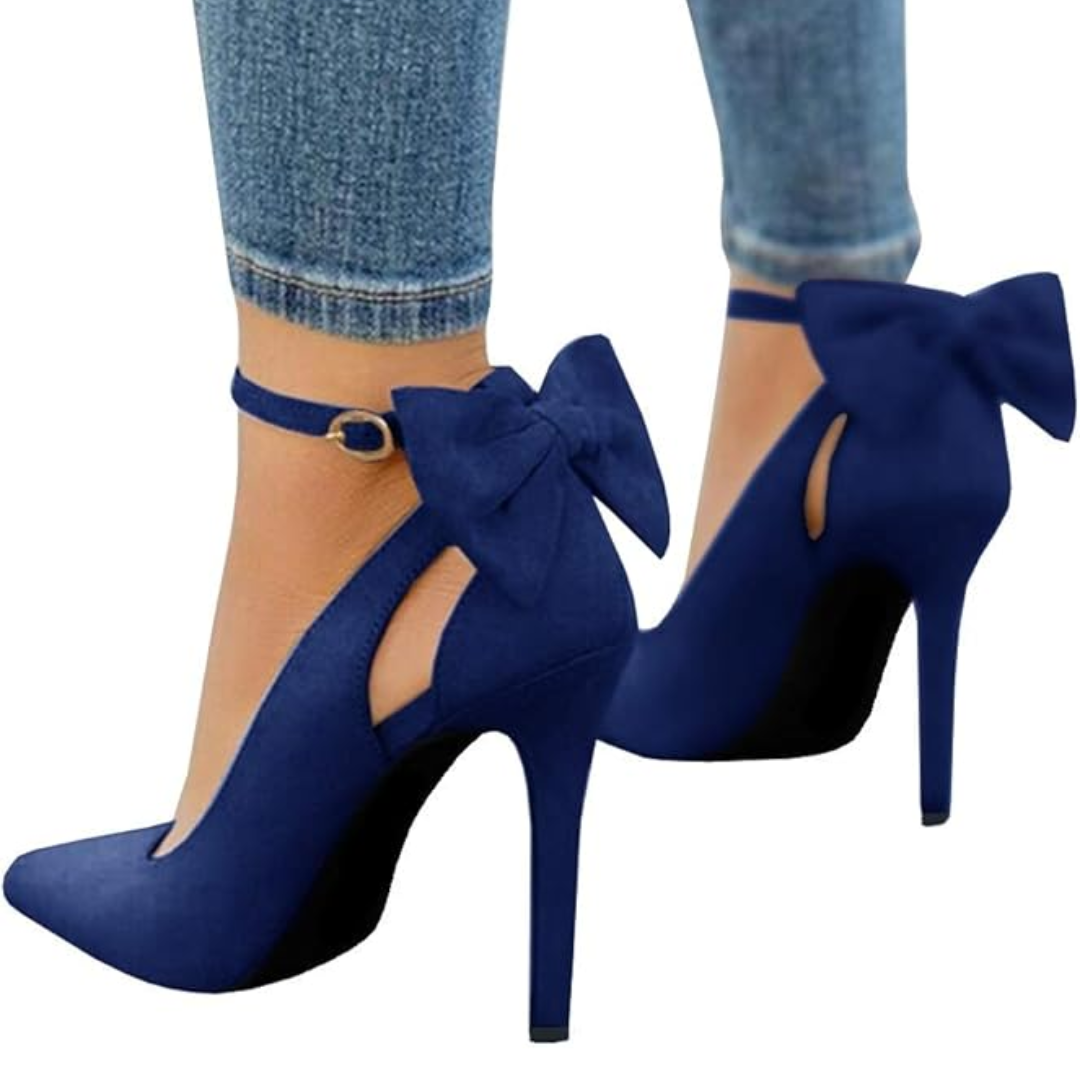 Eleganter Damen High Heel Pump mit spitzer Zehe & zarter Schleife, perfekt für festliche Anlässe.