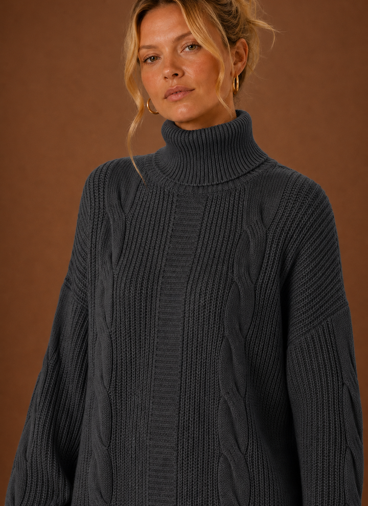 Casual Chic Damen Strickkleid mit Rollkragen, vielseitiges Langarmkleid für den Alltag.