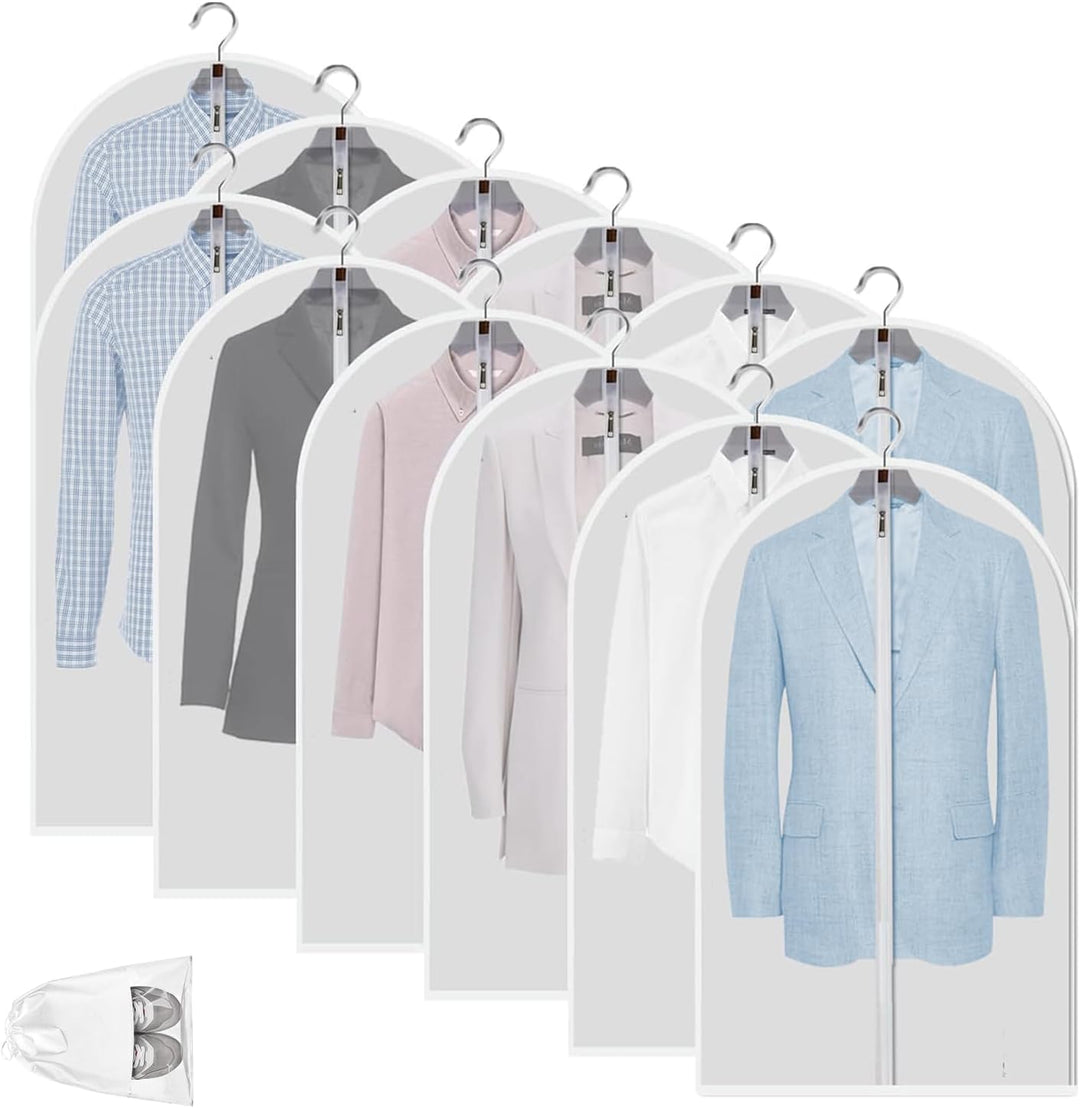 Set aus 12 transparenten Kleidersäcken. Schützt Ihre Garderobe vor Staub, Schmutz & Falten.