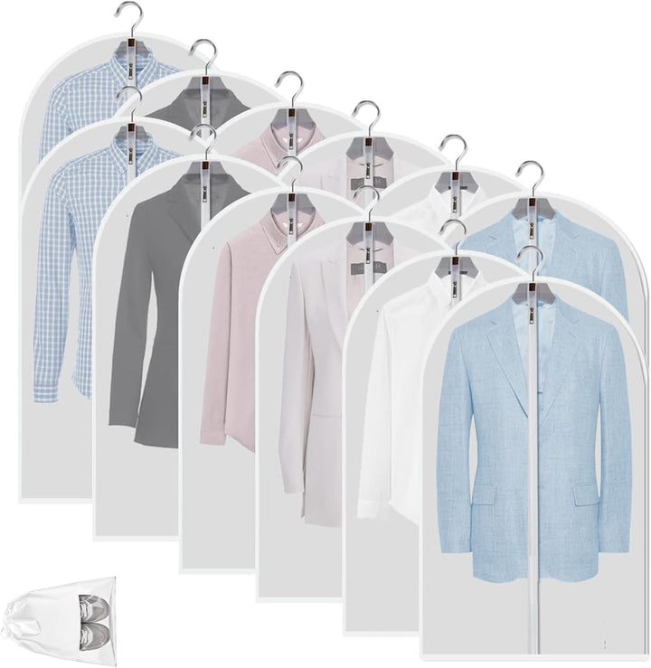 Set aus 12 transparenten Kleidersäcken. Schützt Ihre Garderobe vor Staub, Schmutz & Falten.