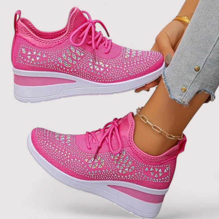 Glänzende Glitzer-Sneaker für Damen, rutschfest, atmungsaktiv und sehr bequem.