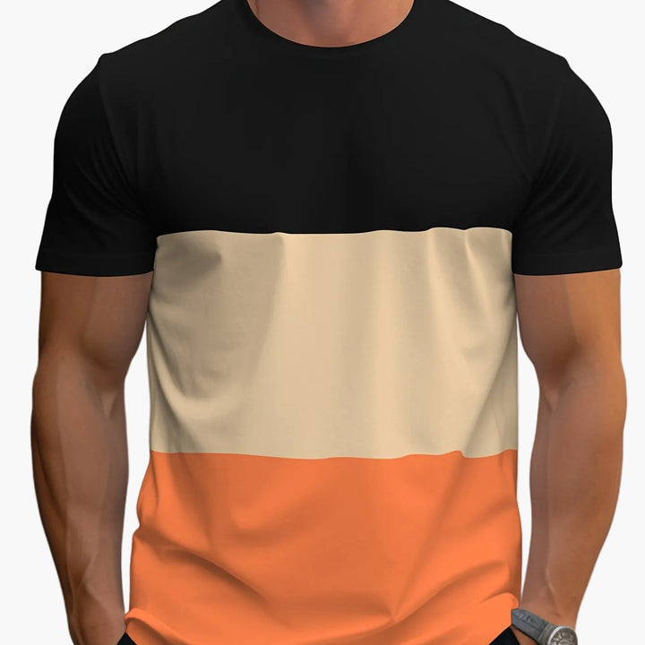 Cooles Colorblock Kurzarm T-Shirt für Herren, bequeme Streetwear für den Alltag.