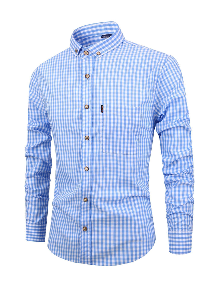 Elegantes Herren Langarm Karohemd, das Komfort und moderne Eleganz vereint.