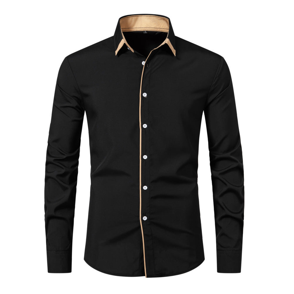 Weißes Business-Freizeithemd für Herren, Langarm, mit dezentem Kontrast, moderner und schicker Look.