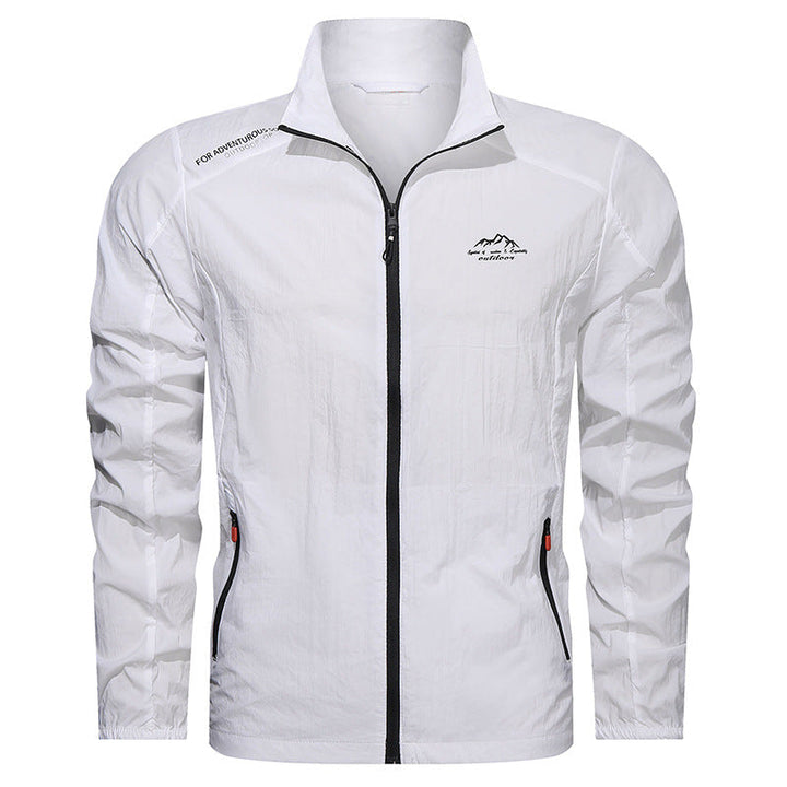 Herren Sportjacke Windbreaker, leicht & schnelltrocknend mit UV-Schutz und Stehkragen für Outdoor & Freizeit.