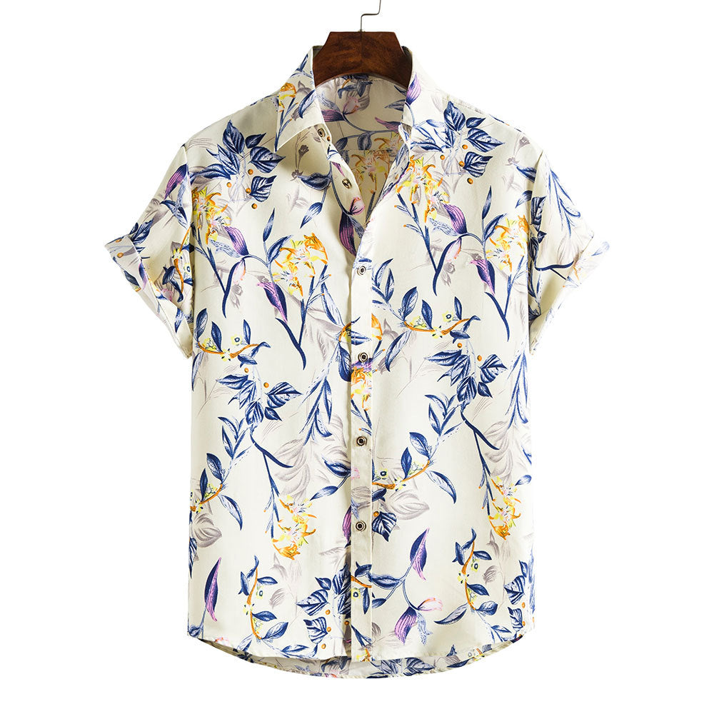 Herrenhemd mit Blumenmuster, kurzarm, slim fit, ein modisches und lässiges Sommerhemd für Männer.