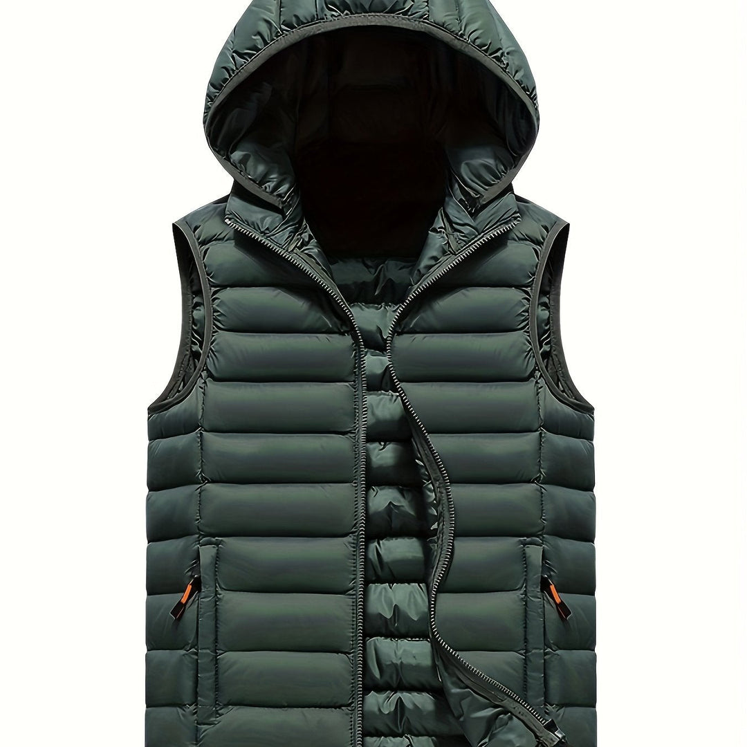 Praktische Herrenweste mit Kapuze, gesteppt, perfekt für die Übergangszeit als Lagenlook.