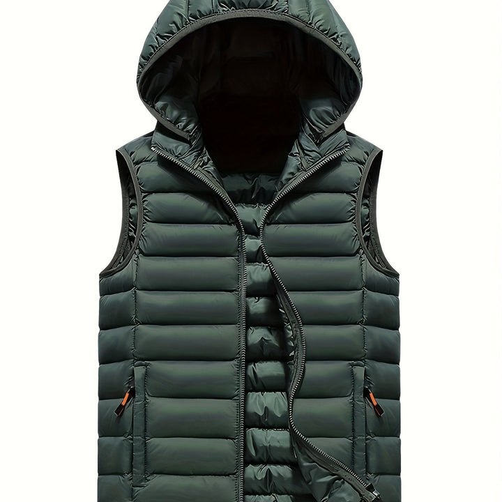 Praktische Herrenweste mit Kapuze, gesteppt, perfekt für die Übergangszeit als Lagenlook.