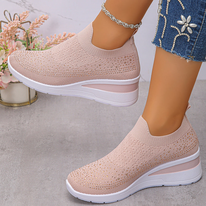 Elegante Damen Keilabsatz-Schlupfschuhe, orthopädisch & bequem, ideal für Freizeit & Alltag.